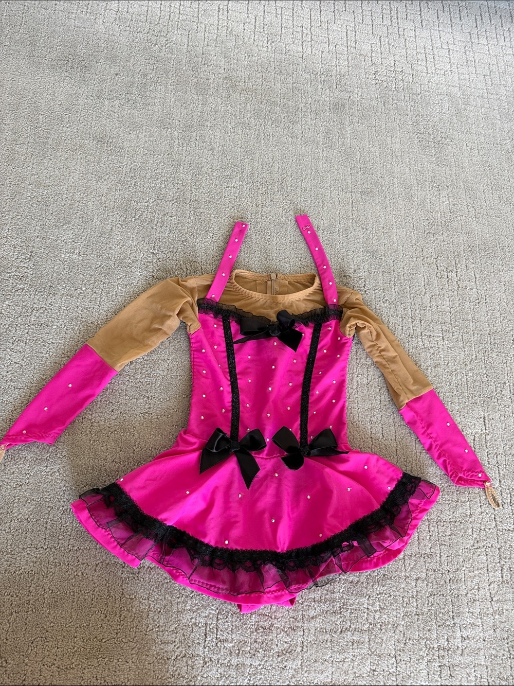 Girls Figure Skating Pink Dress/Costume Dress with Black Trim-custom